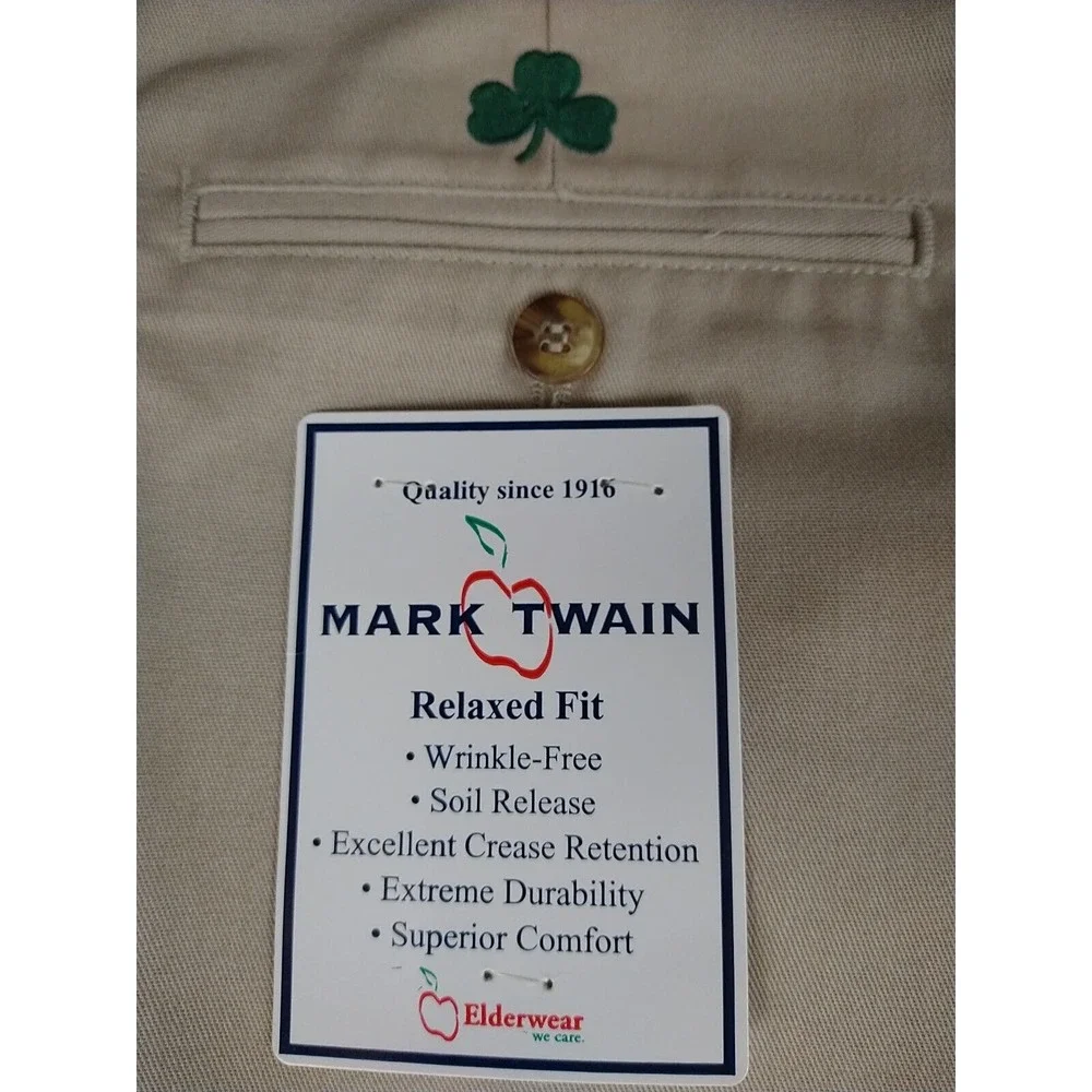 Mark Twain Khaki Shorts Mens 42 Beige Super Soft Twill‎ Wrinkle Free Durable